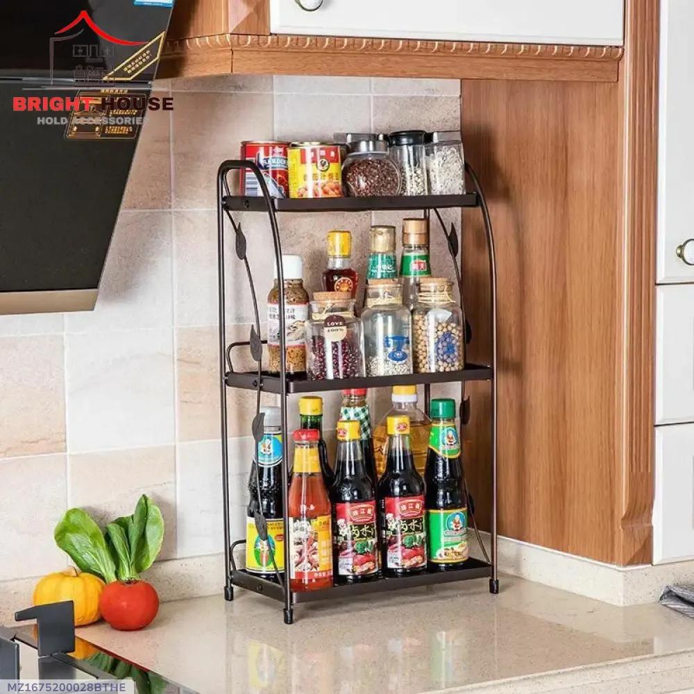 3-Tier Spice Rack Bronze Metal Kitchen Organizer