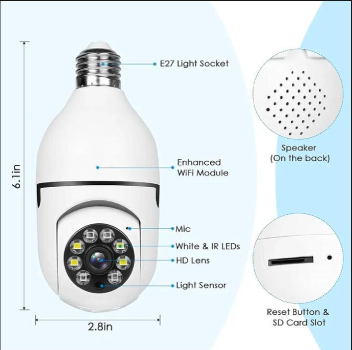 White 360-View Security Camera for Home Office