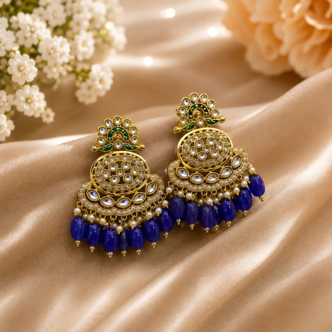 Flash Design Gold Plated Artificial Stones Earrings