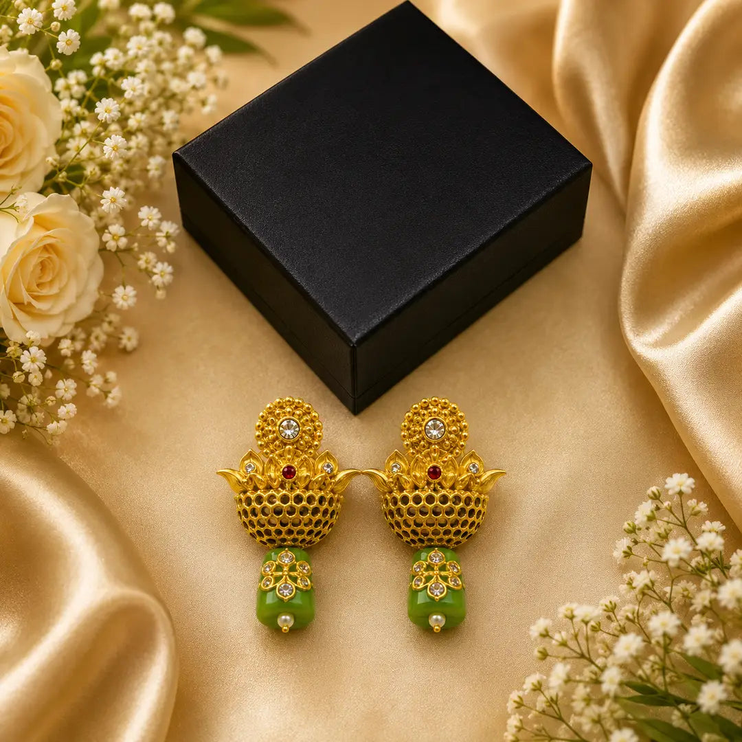 Flash Design Gold Plated Artificial Stones Earrings