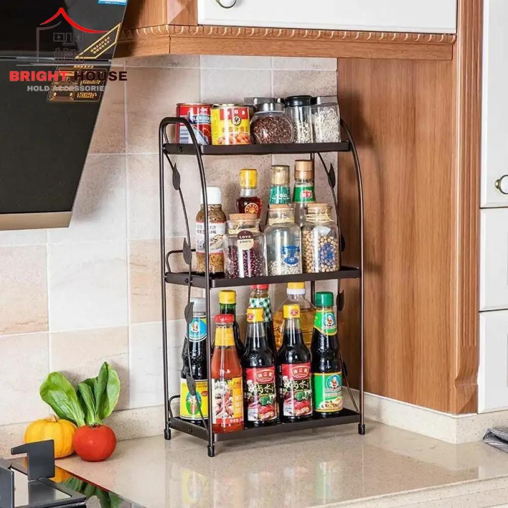 3-Tier Spice Rack Bronze Metal Kitchen Organizer