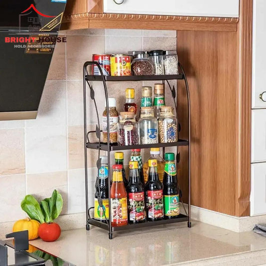 3-Tier Spice Rack Bronze Metal Kitchen Organizer