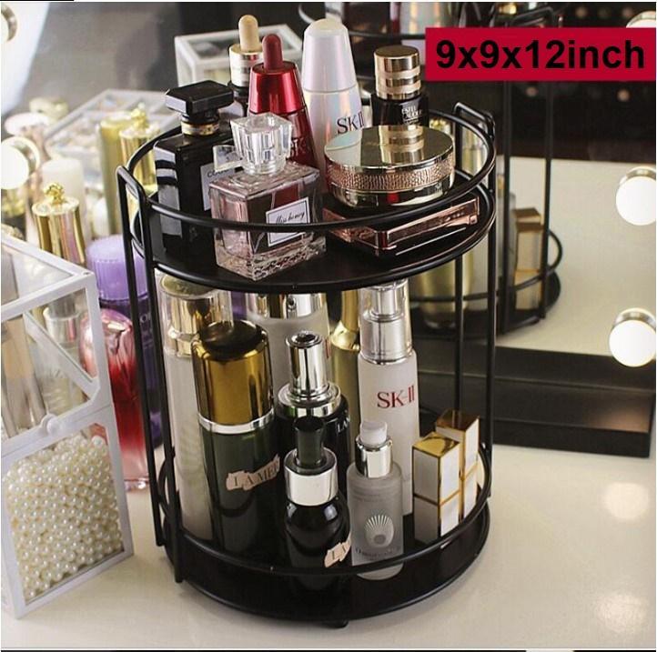Double Layered Cosmetic Organizer Black Glass