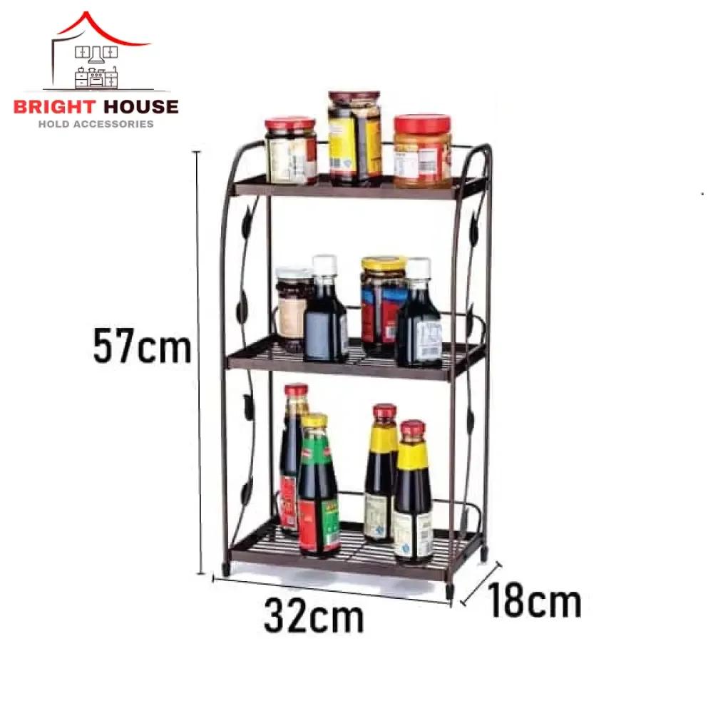 3-Tier Spice Rack Bronze Metal Kitchen Organizer