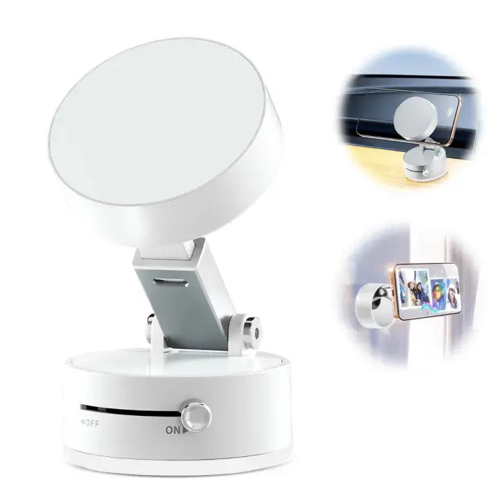 A2 Vacuum Magnetic Folding Mobile Holder | 360° Rotatable Double-Sided Suction Stand | Gin ma ki keto i cim ma ki lwongo ni magnet matek pi kom ki motoka