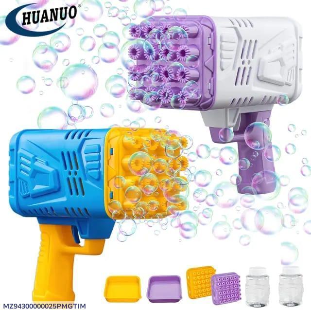 Kids Bubble Blaster Gun Blue Purple 36 Nozzle