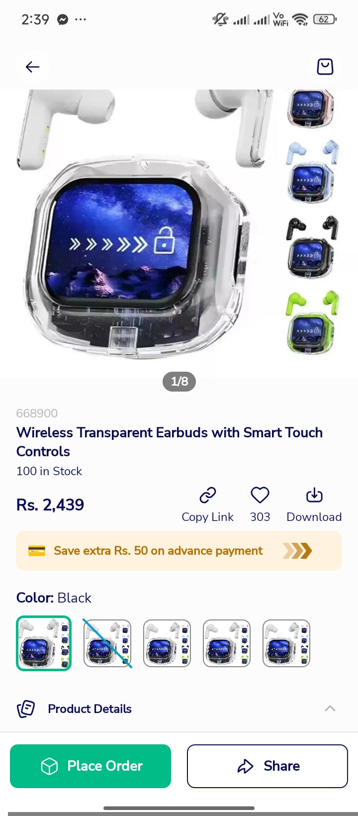 Wireless Transparent Earbuds with Smart Touch Controls