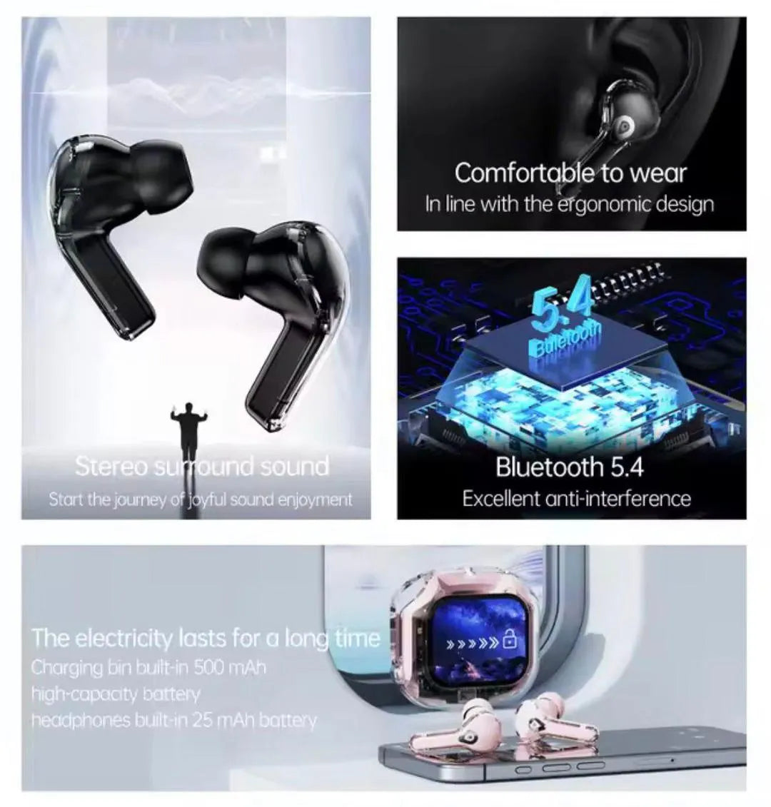Wireless Transparent Earbuds with Smart Touch Controls
