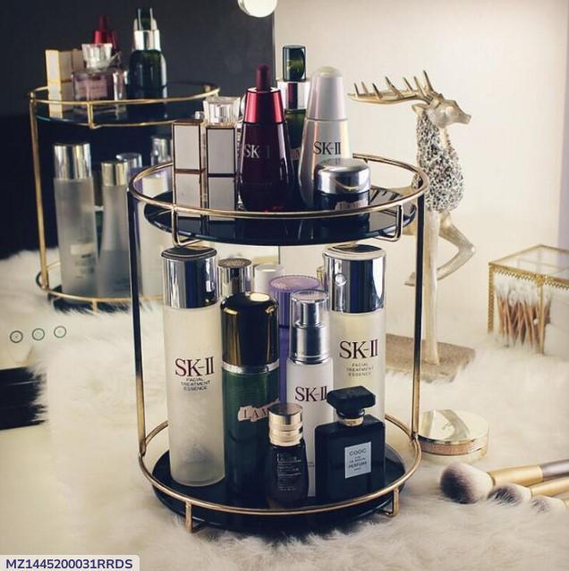 Double Layered Cosmetic Organizer Black Glass