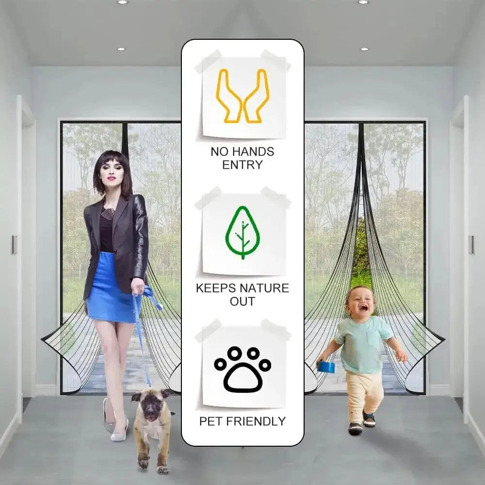 Anti Mosquito Magnetic Mesh Curtain Hands-Free Automatic Closing Screen Door - 100x210cm